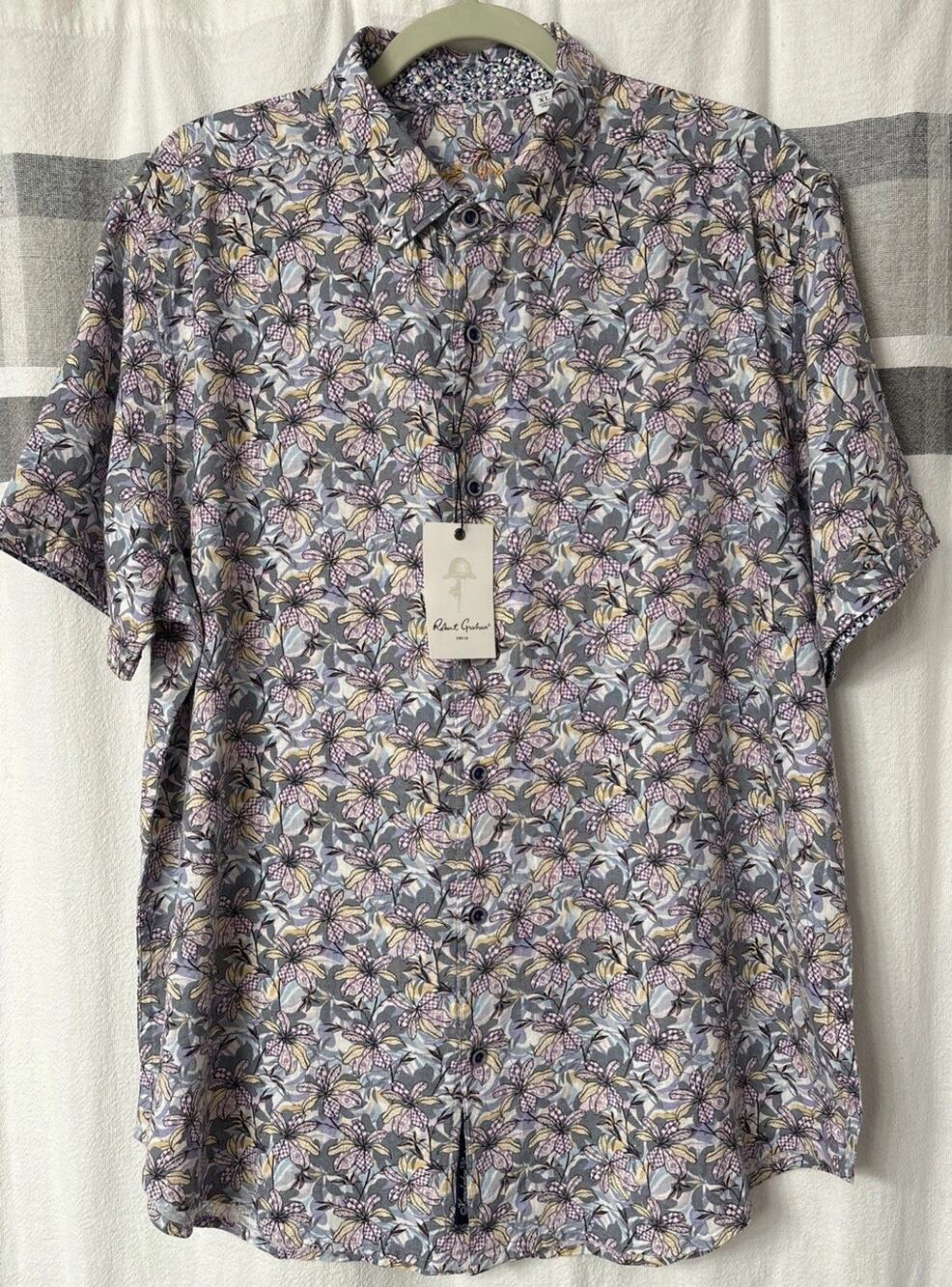 NWT Robert Graham Silverman Floral Button Up Shirt Men’s XL Linen Blend $188